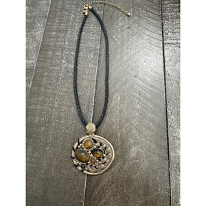 Lia Sophia Bravado Necklace‎ Leather Cord Chain Statement Pendant 16"-19"